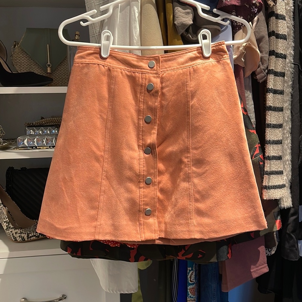 Pink suede skirt